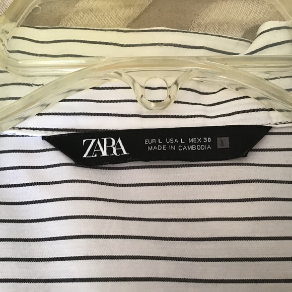 Zara Black and White Striped Button Down Shirt - Picture 4 of 9